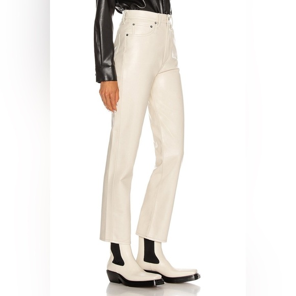 AGOLDE 90s Pinch Waist Recycled Leather Pants In Powder - Size 26 - NWT - Picture 2 of 4